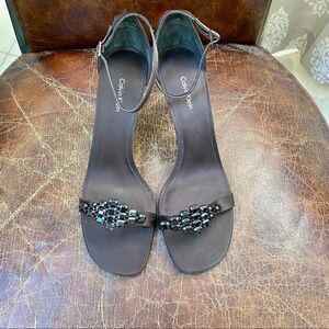 CALVIN KLEIN brown beaded sandals 11